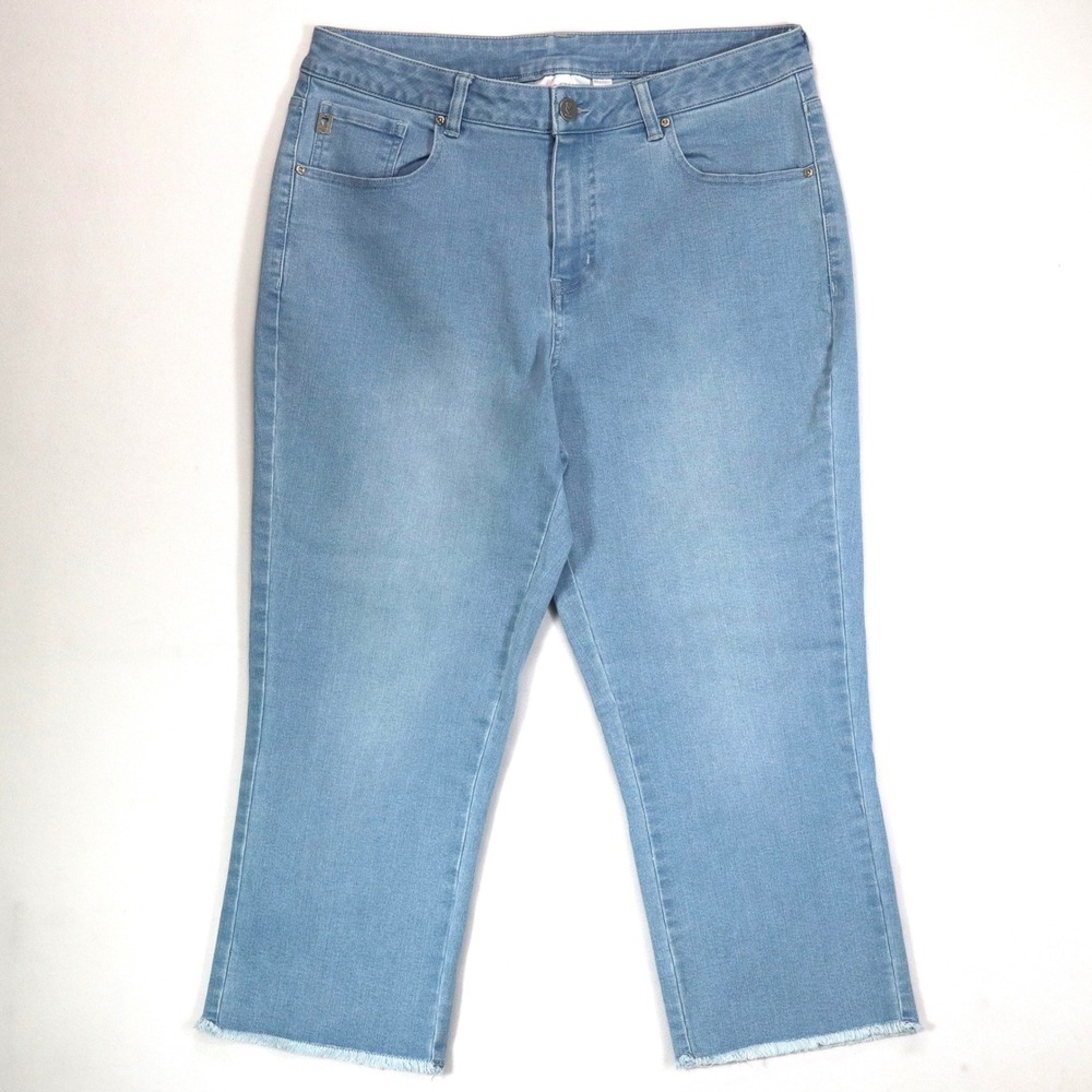 Belle by Kim Gravel Cropped Jeans Womens 12T Light Blue Raw Hem Stretch Casual